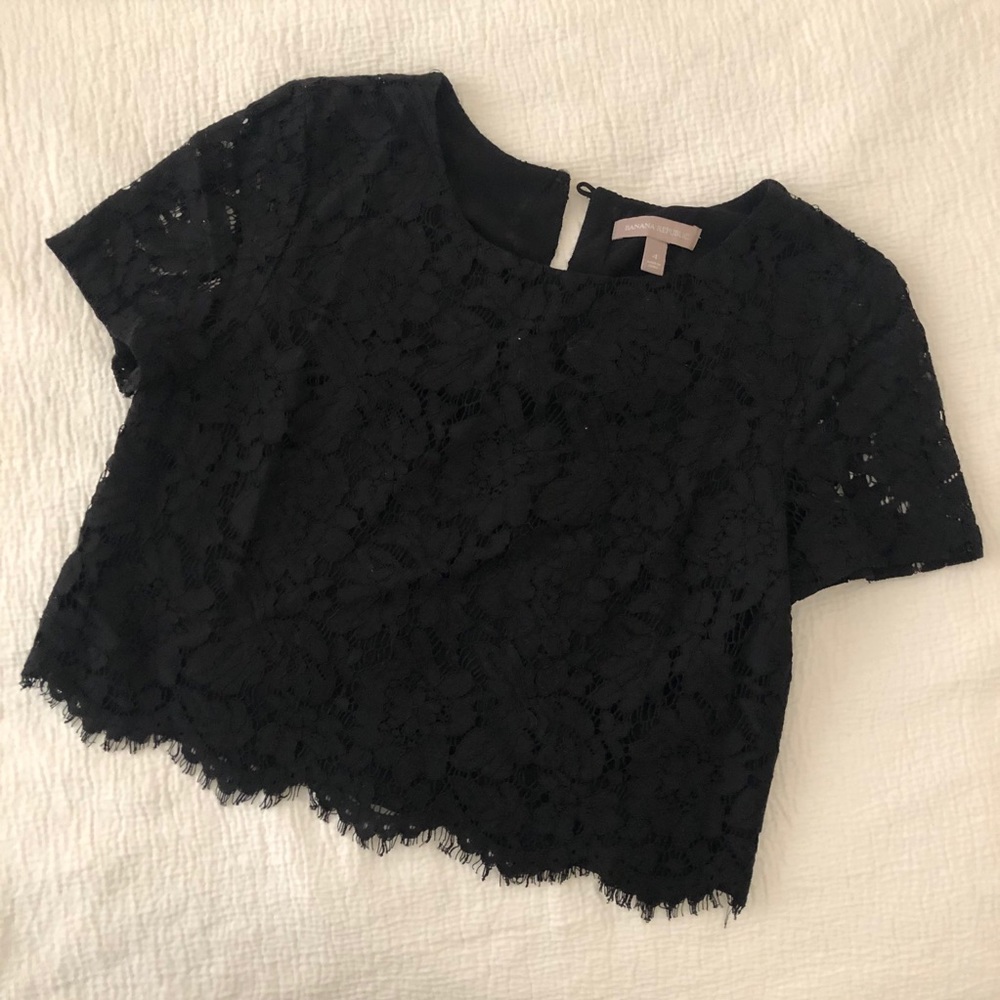 Lacy Black Crop Top